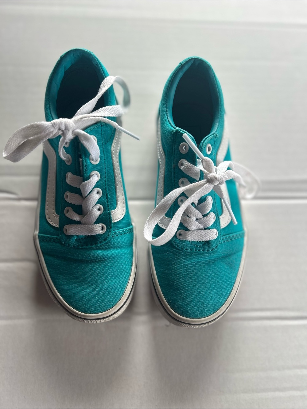Vans Kids Teal Canvas Lace-Up Sneakers with White Accents